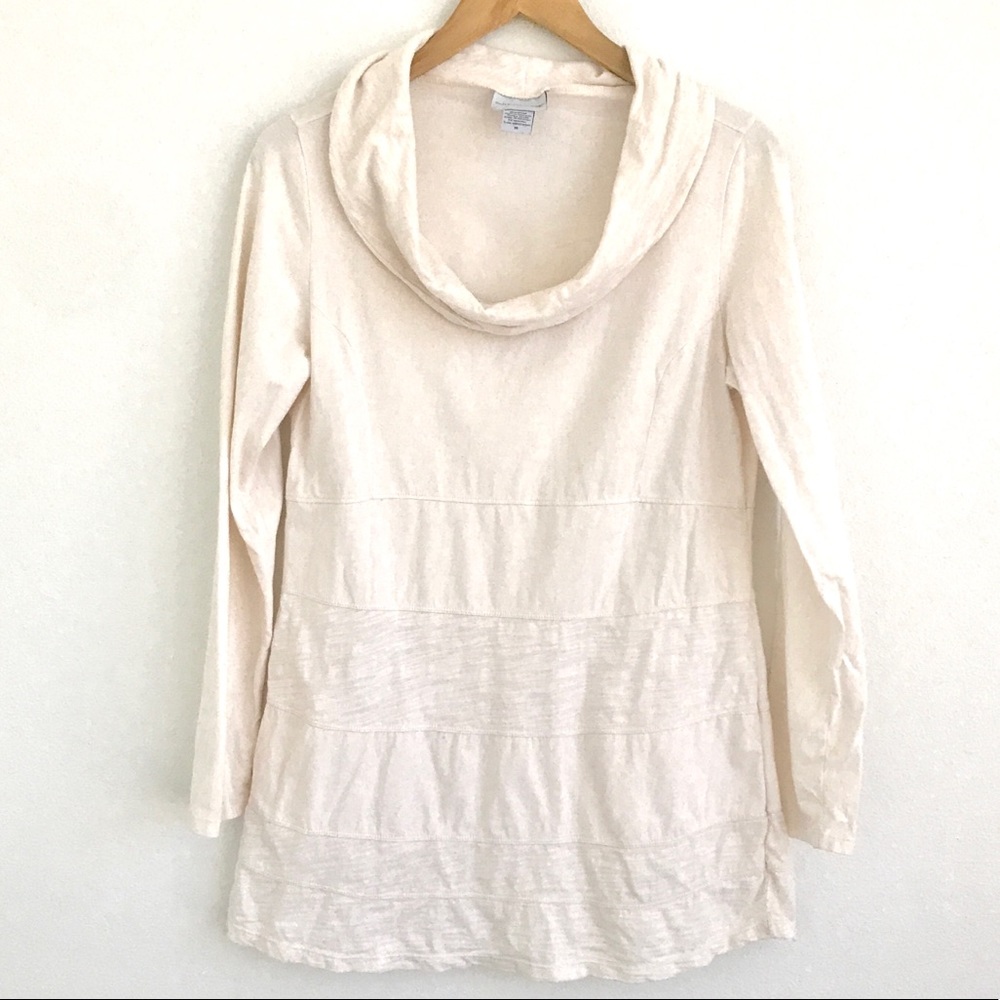#024 Soft surroundings cream cowl neck cotton top